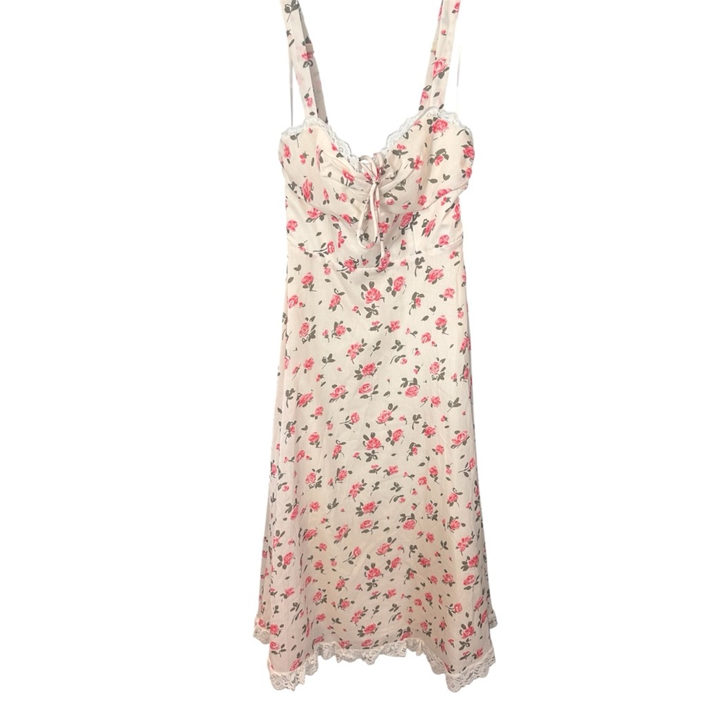 Mika and Gala Lilywhyt Small Pink White Floral Dress with Eyelet Trim - Picture 3 of 5